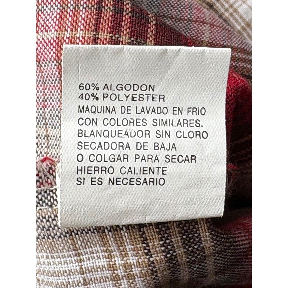 Ely Cattleman Western Shirt Men Large Red Plaid Excellent Pearl Snap Wrinkle Res - Picture 7 of 8